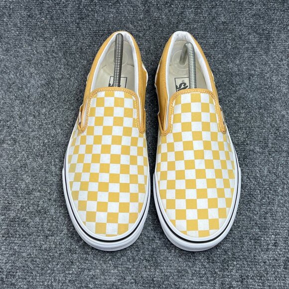 Vans Shoes Men's 11.5 Yellow Checkerboard Slip On Athletic Retro Skate Sneakers - Picture 3 of 11